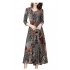 Women Fashion Lady Printing V neck Three Quarter Sleeve Dress for Party Vacation 818  picture color 4XL