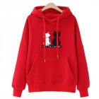 Women Fashion Loose Hooded Pullover Casual Long Sleeve Shirt Sweatshirt Hoodies Top red XL