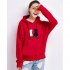 Women Fashion Loose Hooded Pullover Casual Long Sleeve Shirt Sweatshirt Hoodies Top red XL