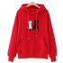 Women Fashion Loose Hooded Pullover Casual Long Sleeve Shirt Sweatshirt Hoodies Top red L