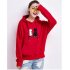 Women Fashion Loose Hooded Pullover Casual Long Sleeve Shirt Sweatshirt Hoodies Top red M