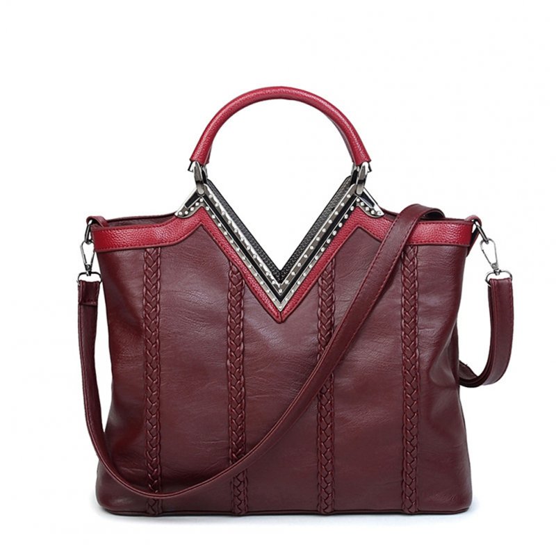 Women Fashion Luxury Tote Handbag Messenger PU Leather Woven Shoulder Bag Satchel