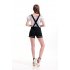 Women Fashion Oktoberfest Style Embroider Costume Suspender Shorts Suit black XL