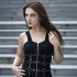 Women Fashion PU Belt Zipper Pleated A Line Street Style Dress for Halloween black M