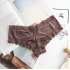 Women Fashion Panties Sexy Low waist Lace Underwear Simple Solid Color Ice Silk Briefs Breathable Underpants coffee color L