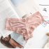 Women Fashion Panties Sexy Low waist Lace Underwear Simple Solid Color Ice Silk Briefs Breathable Underpants coffee color L