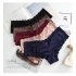 Women Fashion Panties Sexy Low waist Lace Underwear Simple Solid Color Ice Silk Briefs Breathable Underpants navy blue L
