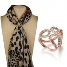 Women Fashion Pearls Diamante Scarf Clip Buckle Three Ring Rhinestone Brooch Pin