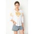 Women Fashion Printing Embroidered Shirt All Matching Soft Cotton Shirt white L