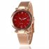 Women Fashion  Quartz Wrist Watch Stainless Steel Strap Buckle and Watchcase Watch red