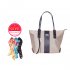 Women Fashion Shoulder Handbag Large Capacity Bucket Tote Bag Drone Storage Pouch Light gray   silk scarf