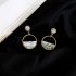 Women Fashion Simple Geometric Circular Marble Long Earrings Popular Earrings