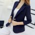 Women Fashion Slim Long Sleeve Solid Color Jacket Deep blue M