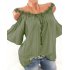 Women Fashion Sling Tops Off Shoulder Flower Solid Color Casual Shirts  gray M