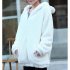 Women Fashion Solid Color Cute Cartoon Furry Coat with Ears Tail Hoodie black One size