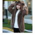 Women Fashion Solid Color Cute Cartoon Furry Coat with Ears Tail Hoodie black One size