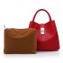 Women Fashion Solid Color PU Bucket Shoulder Bag Handbag