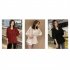 Women Fashion Solid Color Large Size V Collar Tight Waist Chiffon Shirt wine red XL