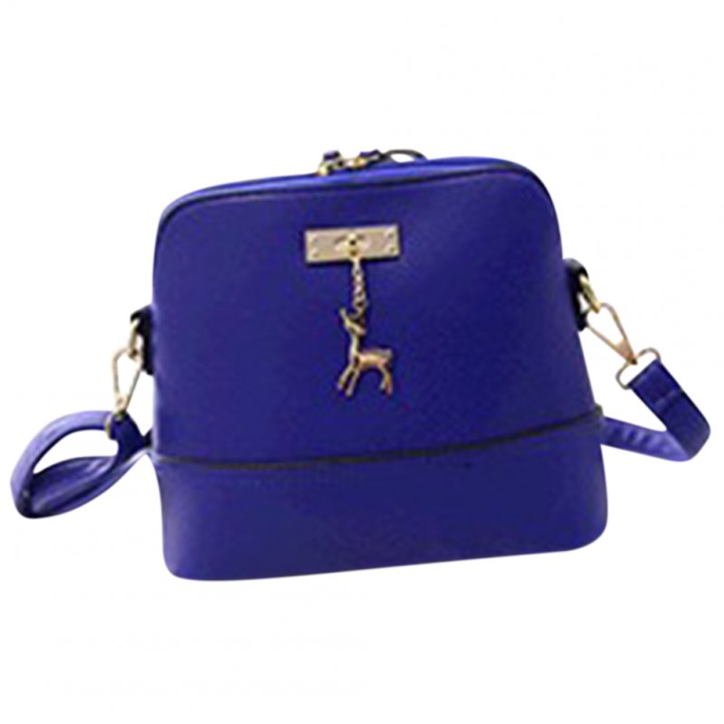 Women Fashion Solid Color Satchel PU Leather Shoulder Shell Bag Deer Pendant