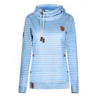 Women Fashion Striped Hoodie Tops with Pocket Embroidered Velvet Warm Blouse