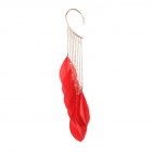 Women Fashion Super Fairy Feather Ear Ring Bohemia Style Long Tassel Earrings red