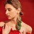 Women Fashion Super Fairy Feather Ear Ring Bohemia Style Long Tassel Earrings red