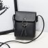 Women Fashion Vertical Square Satchel Round Buckle Decoration Single Handle Bag black