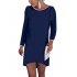 Women Fashionable Slim Design Matching Color Collar Sexy Dress Delicate Long Sleeve Dress