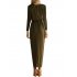 Women Fashionable Slim Design Sexy Dress Round Collar Long Sleeve Split Irregularity Dress with Belt