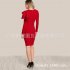 Women Fashionable Slim Round Collar Sexy Dress with Shoulder Flowers Design Long Sleeve Skirt