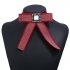 Women Fashionable Square Diamond Brooch Preppy Style Fabric Bow Tie as Perfect Gift