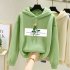 Women Fleece Lined Long Sleeved Thicken Hoodie for Students in Autumn Winter Pink L