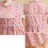 Women Floral Belt Short Sleeve Stand Collar Casual Dress for Pregnant  red L