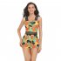 Women Floral Printing Swimsuit Summer Fashion Mesh Skirt Split Swimwear For Hot Spring Beach Party J2318 Orange flower XL