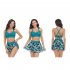 Women Floral Printing Swimsuit Summer Fashion Mesh Skirt Split Swimwear For Hot Spring Beach Party Q2323 navy blue mesh skirt M