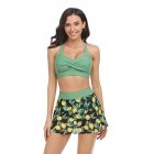 Women Floral Printing Swimsuit Summer Fashion Mesh Skirt Split Swimwear For Hot Spring Beach Party X2305 lime green M