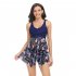 Women Floral Printing Swimsuit Summer Fashion Mesh Skirt Split Swimwear For Hot Spring Beach Party X2305 Black Peony M
