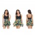 Women Floral Printing Swimsuit Summer Fashion Mesh Skirt Split Swimwear For Hot Spring Beach Party X2305 Black Peony M