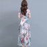 Women Floral Printing Dress Summer Short Sleeves Round Neck Long Skirt High Waist Large Swing Pullover Dress green M