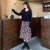 Women Floral Printing Dress Fashion Square Collar Spaghetti Strap A line Skirt Casual High Waist Pullover Sundress As shown XL
