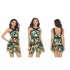 Women Floral Printing Swimsuit Summer Fashion Mesh Skirt Split Swimwear For Hot Spring Beach Party X2305 lime green XL