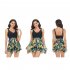 Women Floral Printing Swimsuit Summer Fashion Mesh Skirt Split Swimwear For Hot Spring Beach Party X2305 lime green XL