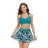 Women Floral Printing Swimsuit Summer Fashion Mesh Skirt Split Swimwear For Hot Spring Beach Party X2305 lime green XL