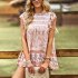 Women Floral Printing Short Sleeve Shirt Loose Casual Flared Sleeves Blouse Summer Simple Pullover Tops blue L