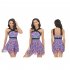 Women Floral Printing Swimsuit Summer Fashion Mesh Skirt Split Swimwear For Hot Spring Beach Party Q2323 navy blue mesh skirt XL
