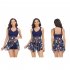 Women Floral Printing Swimsuit Summer Fashion Mesh Skirt Split Swimwear For Hot Spring Beach Party Q2323 navy blue mesh skirt XL