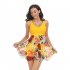 Women Floral Printing Swimsuit Summer Fashion Mesh Skirt Split Swimwear For Hot Spring Beach Party X2302 yellow leaf M