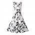 Women Floral Vintage Style Sleeveless Round Neck Flower Print Dress