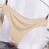 Women G string Cotton Crotch Seamless Solid Color Low Waist Sexy Underwear Erotic Briefs Panties apricot One size