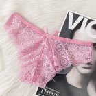 Women G string Lace Briefs See through Low Waist Sexy Underwear Cotton Crotch Erotic Panties Rose Red One size